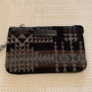 Lovely Pendleton Wool Wristlet Wallet - 3 Zippered Pockets, Detachable Strap